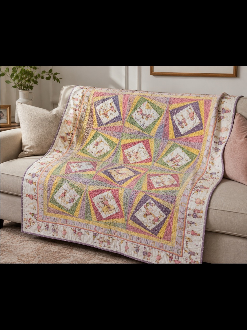 New handmade Pastel Patchwork children’s vintage inspired incredible quilt !